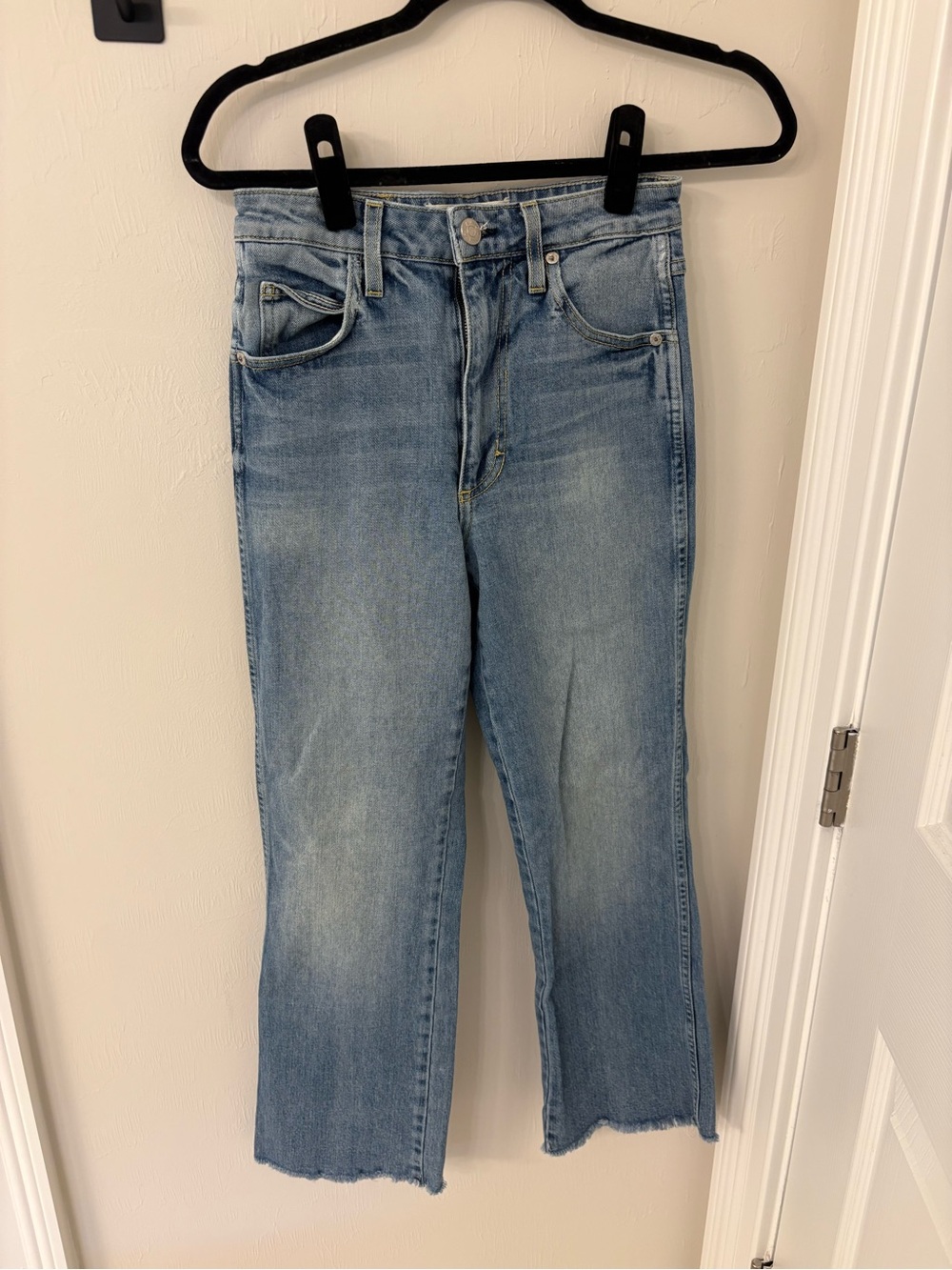 AMO Light Blue Flare Crop Jeans